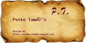 Petke Tamás névjegykártya